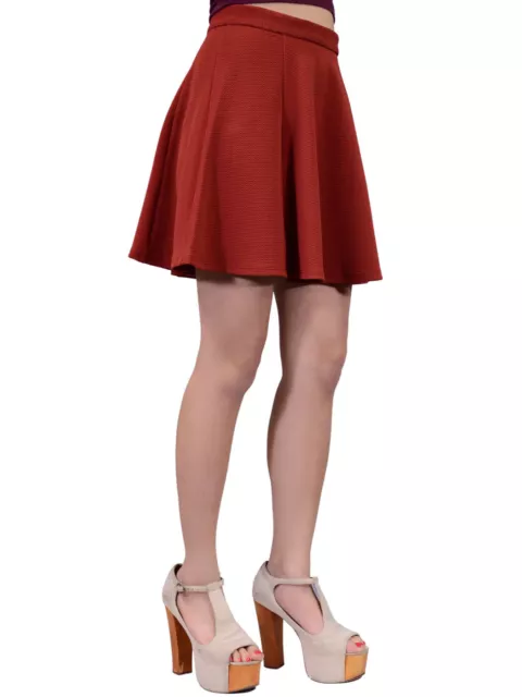 Lush Fall Retro Inspired Flirty Textured Knit High Waist Mini Skater Skirt 3