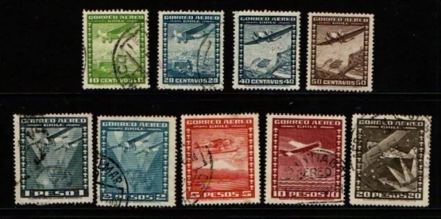 Chile 1934 Air Mail selection to 20 pesos Used