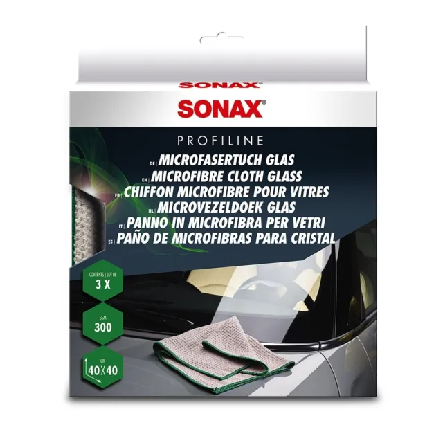 SONAX 3 pz PANNO IN MICROFIBRA VETRO 300g/m2 PANNO FINESTRA PANNO LUCIDANTE PANNI