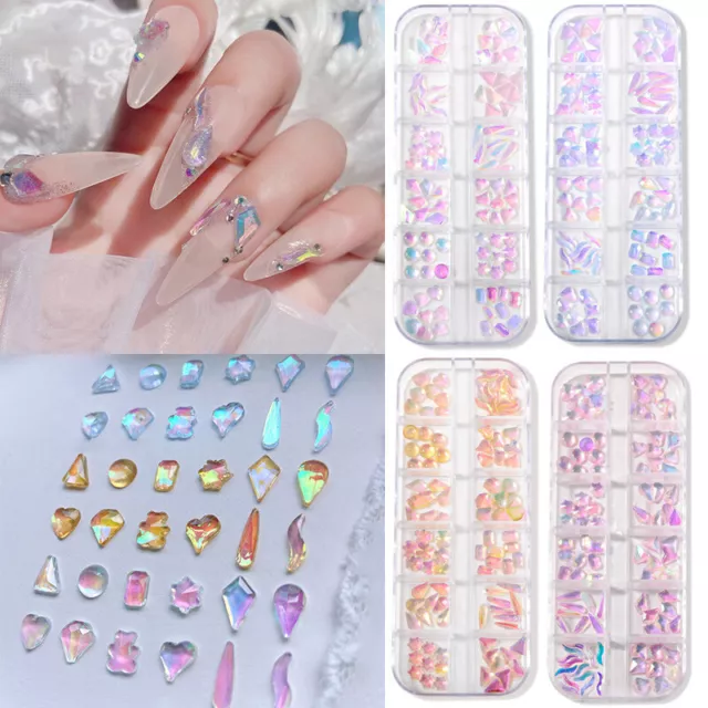 Manicure Decorazione 3D Diamante Ghiaccio Ab Cristallo Unghie Strass DIY Beau+