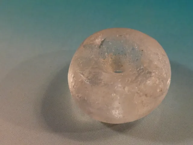 Ancient Pre-Columbian Tairona Culture Quartz Crystalline Disc Bead 15.3-8.9 Mm