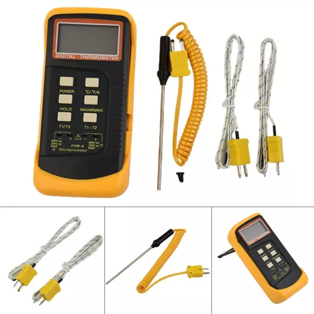Dual-Channel K Type Digital Thermocouple Thermometer 6802 II With Sensors Probe