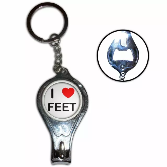 I Love Feet - Nail Clipper Bottle Opener Metal Key Ring New