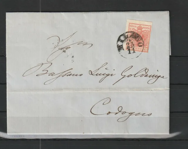 Lombardei Venetien 15 C. alter Brief Milano nach Codogno, 1857