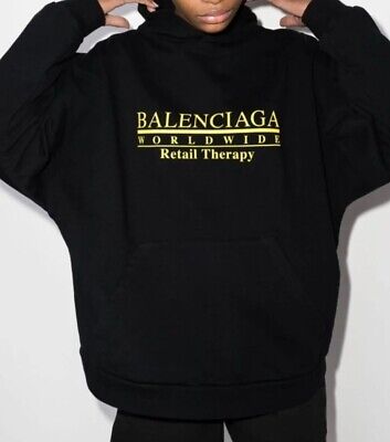 Size Xxl Balenciaga Felpa Con Cappuccio Retail Therapy Black Unisex Wl0 674986