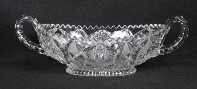 Vintage EAPG Star & File Footed DOUBLE HANDLE Oval CENTERPIECE BOWL 12.75"L