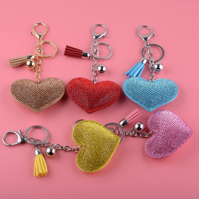 Heart Keyring Crystal Rhinestone Keychain Pendant Purse Bag Handbag Charm lp