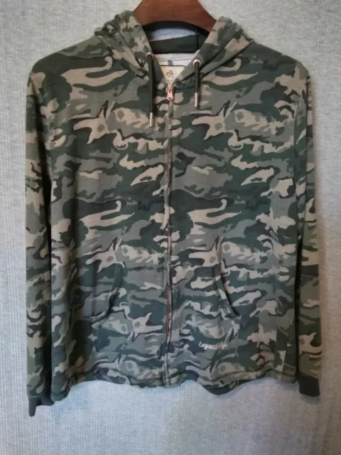 Legendary Whitetails Camo Hoodie Long Sleeve Full Zip Logo Size XXL