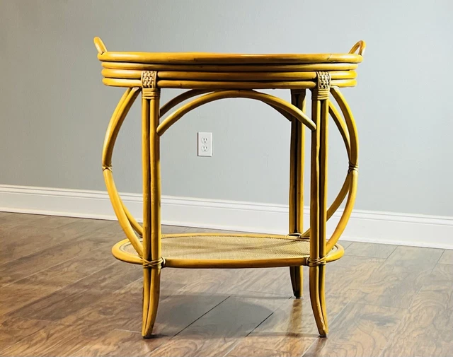 VINTAGE PIER 1 Imports Bamboo Bar Table W Removable Tray Serving