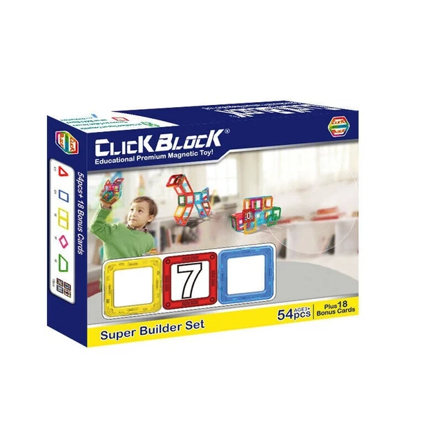 ClickBlock Magnetic Building Blocks Super Builder Set, 54 Piece.   Magnext Toy