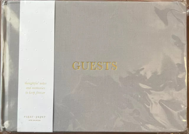 Sugar Paper Gray Wedding Guest Book with Gold Lettering New