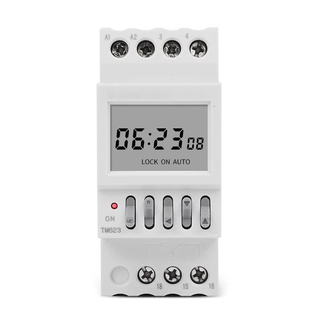 Indicatore orologio interruttore orario 35 mm DIN Rail programmabile ricaricabile 2 canali
