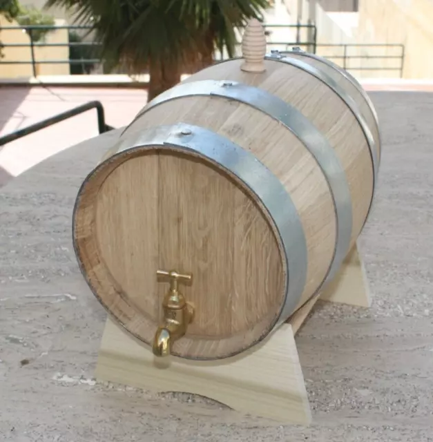Tonneau En Bois De Châtaignier 10L - Avec Robinet Laiton - Pour Vin, Alcool, Vinaigre