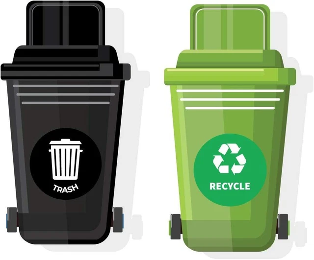 Recycle And Trash Decal/Sticker Signs (8.5 inches) - Waterproof-2pk;...