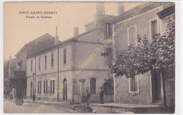 CPA 30130 Bridge Saint Esprit La Post & le Casino Cartoon Edit Bauer
