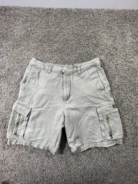 Quicksilver Cargo Shorts Adult 33 Multi Pockets Flat Front Surf Beach Men