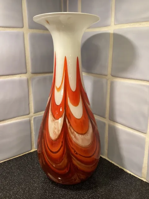 GORGEOUS BULBOUS TALL VASE murano style eclectic art glass