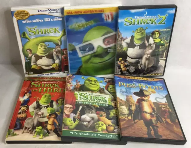 (6) DREAMWORKS SHREK DVD Lot: Shrek 1, 2, 3 & 4 (NEW) + Christmas ...