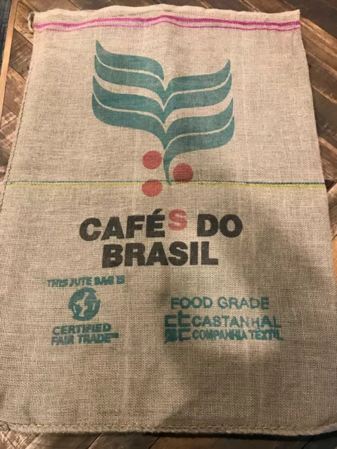 Large Brazil Coffee Bean Burlap Sack, Wall Art , 38" x 28"