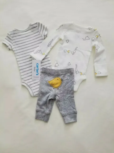 Preemie baby boy or girl 3 pc Carter's pant & two bodysuit "adorable little one"