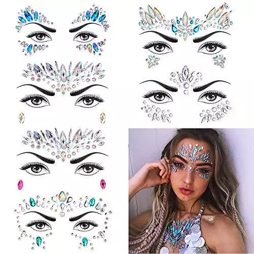 Face Gems, 10 Sets Mermaid Face Jewels Festival Face Gems Rhinestones Rave  Eyes