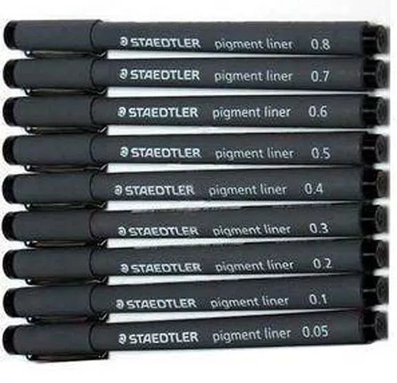 Staedtler Pigment Liner - Fineliner Drawing Pens - Set of 9 Different Sizes