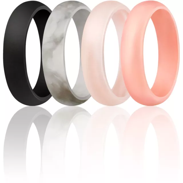 ThunderFit Women’s Silicone Wedding Ring Rubber Wedding Band  5.5mm Wide (4 PK)