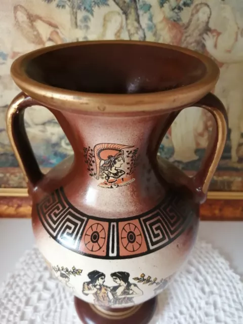 Vintage Griechische Tonvase Antik Dekor Handmalerei Handarbeit SEHR SCHÖN 3