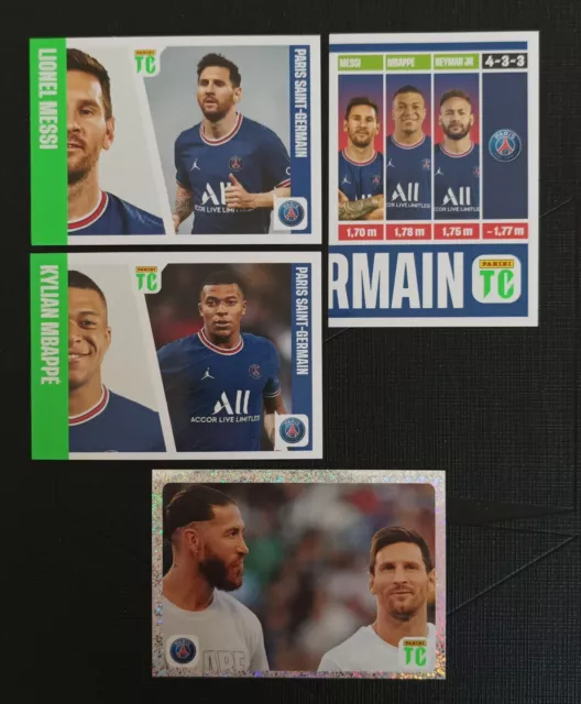 New - 4 Panini Topps Foot 2023 Stickers - Messi Mbappe Neymar Ramos Paris Sg