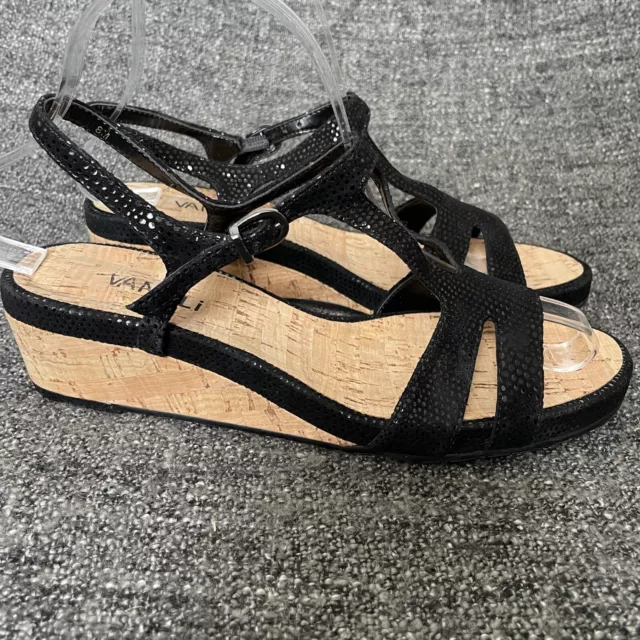 NEW VANELi Sandals Black Low Wedge Cork Heel Slingback Women’s Size 8