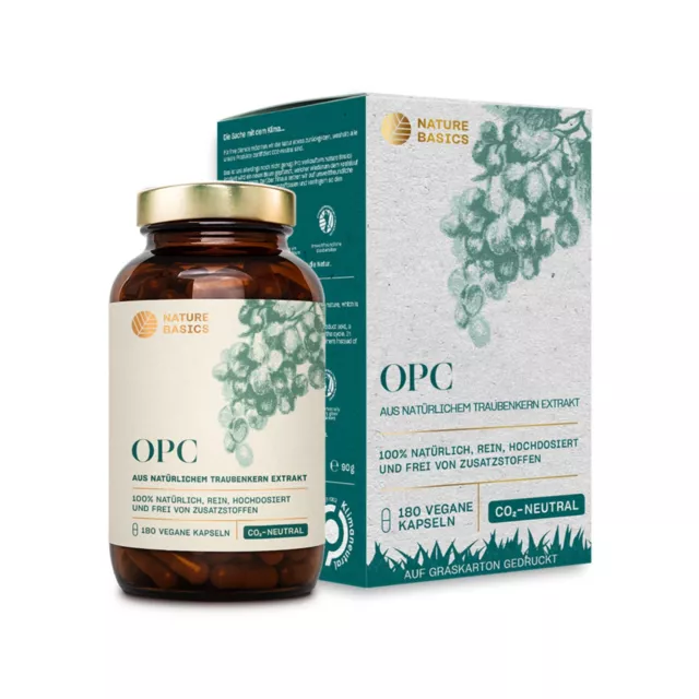 OPC Traubenkernextrakt 500mg reines OPC Weintrauben 180 Kapseln - Nature Basics