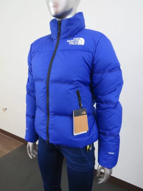 Womens The North Face RMST REMASTERED Nuptse 700-Down Hooded Jacket - Lapis Blue 3