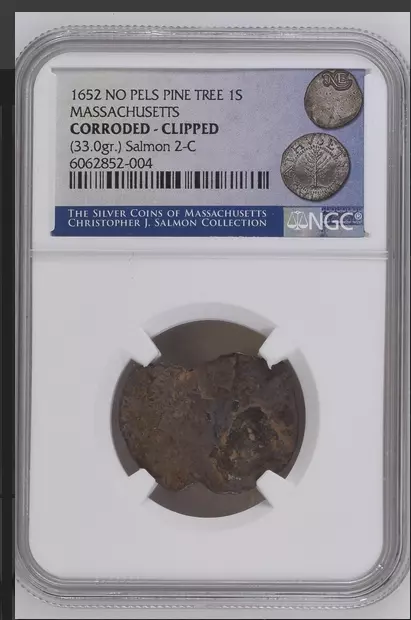 1652 Massachusetts Pine Tree Silver Shilling 1S - Certified NGC- Ex Salmon