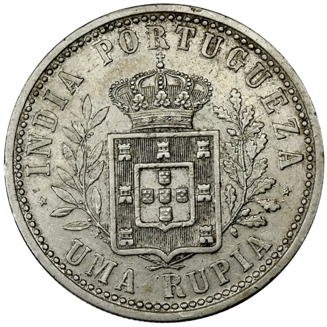 PORTUGUESE INDIA Silver 1 Rupia 1903 Silver XF ' Carlos I ' Free Shipping