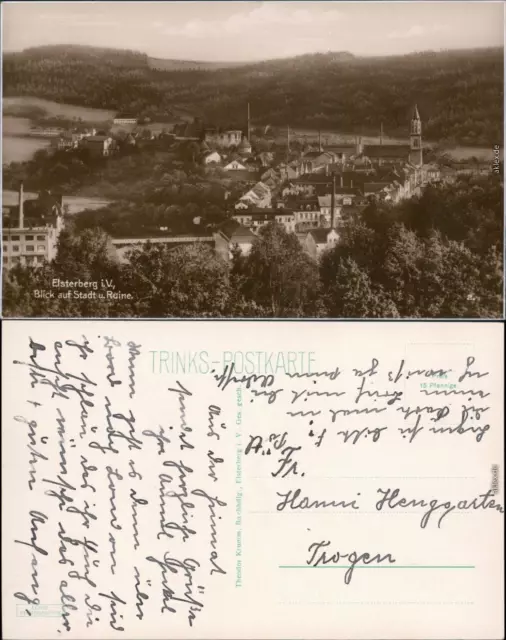 Ansichtskarte Elsterberg (Vogtland) Blick auf Stadt und Fabrikanlagen 1929