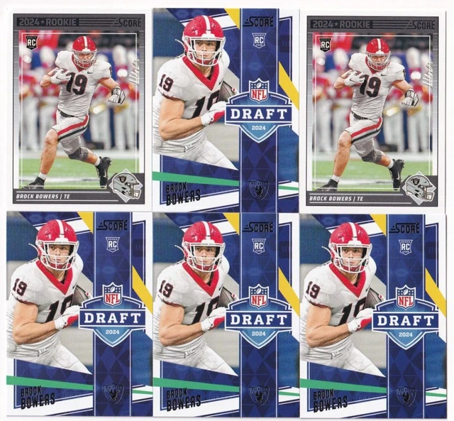 (6) BROCK BOWERS 2024 SCORE NFL DRAFT INSERT + BASE ROOKIE LOT 310