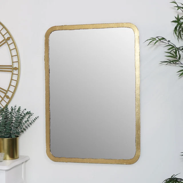 Rústico Fino Enmarcado Espejo Dorado de Pared Decoración Hogar Baño Dormitorio
