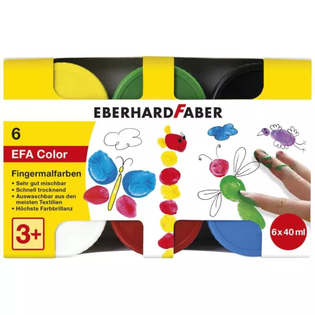 EBERHARD FABER Fingerfarben Fingermalfarbe CLASSIC 6 x 40ml
