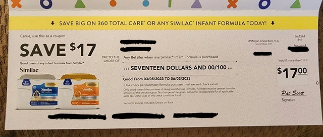 $17 in SIMILAC FORMULA Coupon * Expires 06/03/23