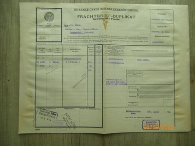 DEUTSCHE REICHSBAHN &gt; Frachtbrief &gt; Schmalkalden Aue Amsterdam EUR 2