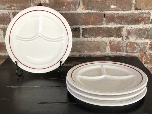 Set of 4 Vintage 60s Syracuse China USA 9 1/2" Restaurant Divided Grill Plates