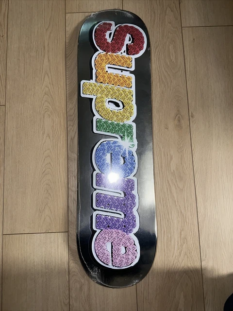 Supreme Bling Box Logo Skateboard Deck Platinum Ss22