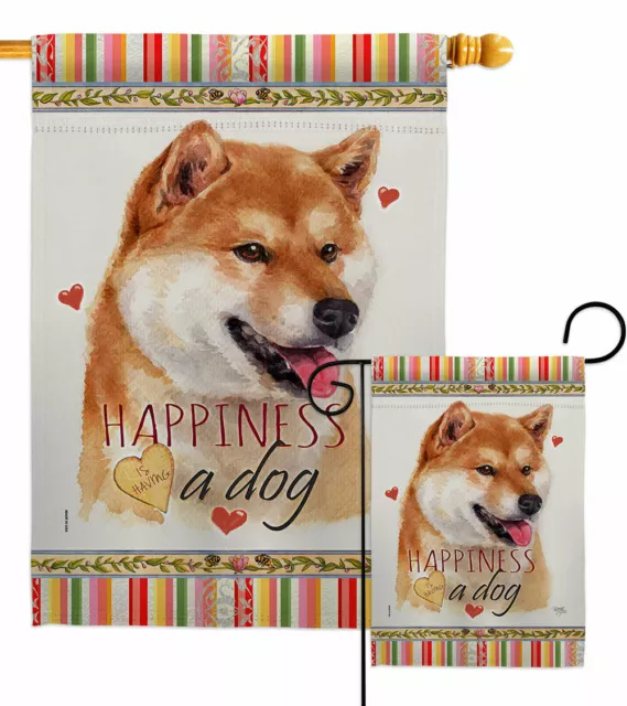 Sesame Shiba Inu Happiness Garden Flag Dog Animals Decorative Yard House Banner