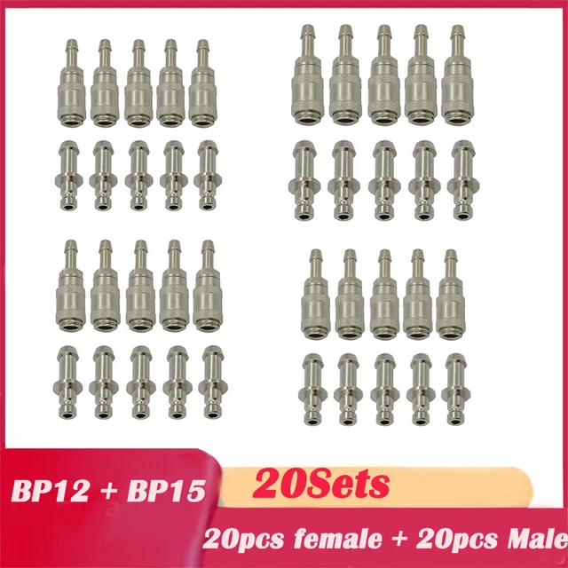 20Sets NIBP Air Hose Aadpt Cuff Connector BP12 + BP15 Airway Metal Joints(A4+A6)