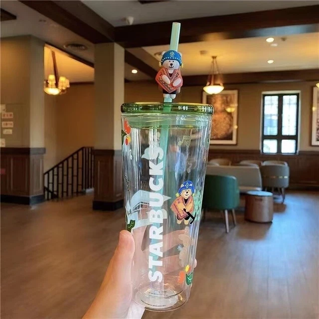 Starbucks China Christmas Winter Lami Bear Glass Cup Tumbler Ceramic Mugs 20oz