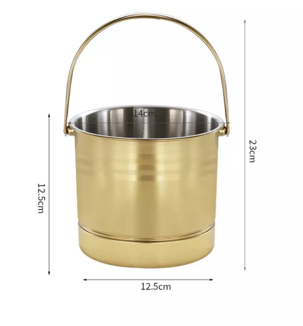 Stainless Steel Ice Bucket Champagne Wine Cooler with Handle Bar Pub Party 1.6 L