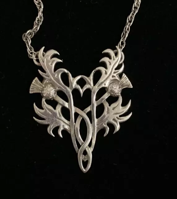 OMG Ola M Gorie Vintage Sterling Silver Detailed Scottish Thistle Necklace 16"