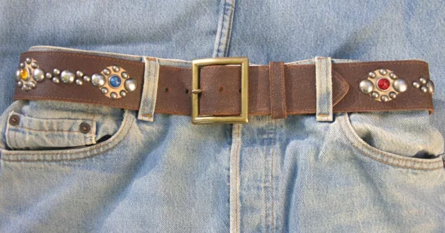 1950s Antique Vintage Studded Jeweled Western Souvenir “Cheyenne” Belt sz 34