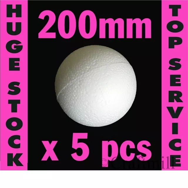 20cm x 5pcs Polystyrene Balls in 2 HOLLOW HALVES Craft Wedding Party Decoration