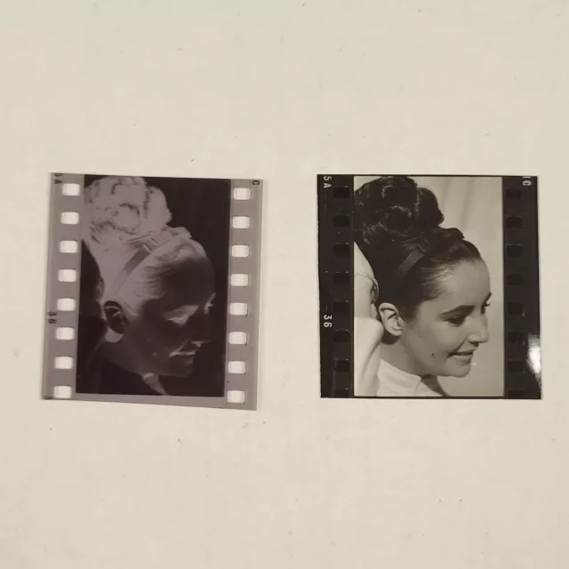 Vtg. 1960s Elizabeth Taylor Updo Orig. Photo Negative + Proof B/W 1.5" x 1.5"